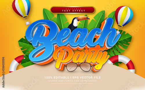 beach party 3d style text effect