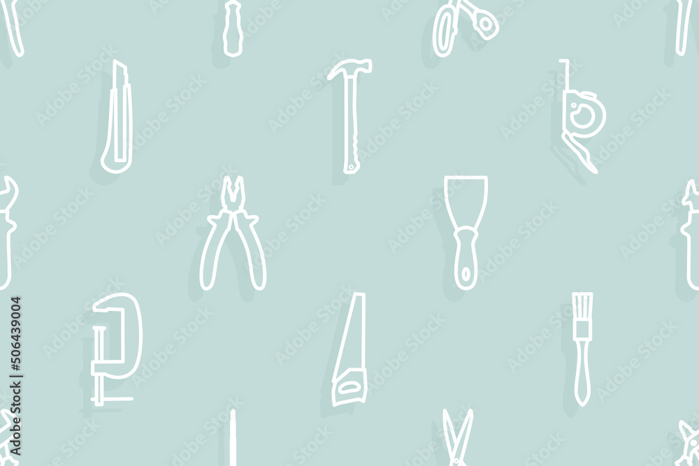 Seamless pattern on the theme of tools and repairs. Seamless pattern on the theme of tools and repairs.