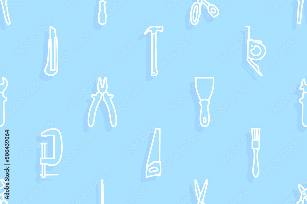 Seamless pattern on the theme of tools and repairs. Seamless pattern on the theme of tools and repairs.