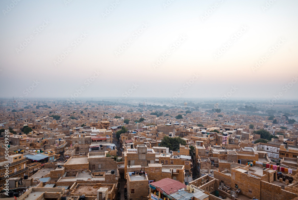 View at the city of Jaisalmer from Jaisalmer fortress, Rajasthan, India, Asia