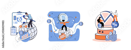 Cryptocurrency bitcoin mining metaphor Blockchain exchange platform. Cyber banking procedures, bitcoin trading, wallet. Ecurrency transactions. Digital currency, cryptocurrency market, hidden mining