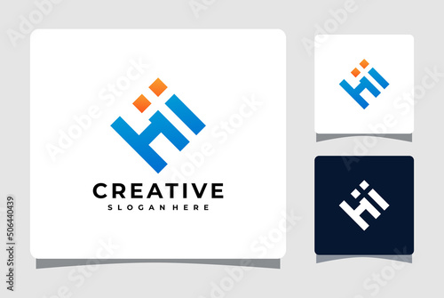 Letter H I Geometry Logo Template Design Inspiration