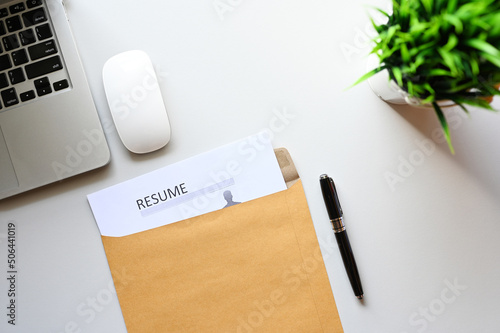 Application documents and resume used for applying for a job
