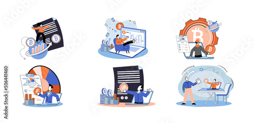 Cryptocurrency bitcoin mining metaphor Blockchain exchange platform. Cyber banking procedures, bitcoin trading, wallet. Ecurrency transactions. Digital currency, cryptocurrency market, hidden mining