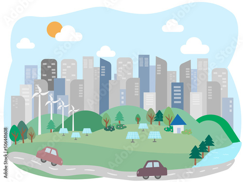 city landscape with trees