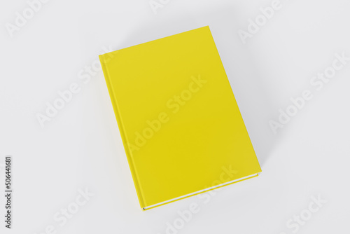 mockup of a rectangular book with a blank glossy cover on white background. Isolated with clipping path.