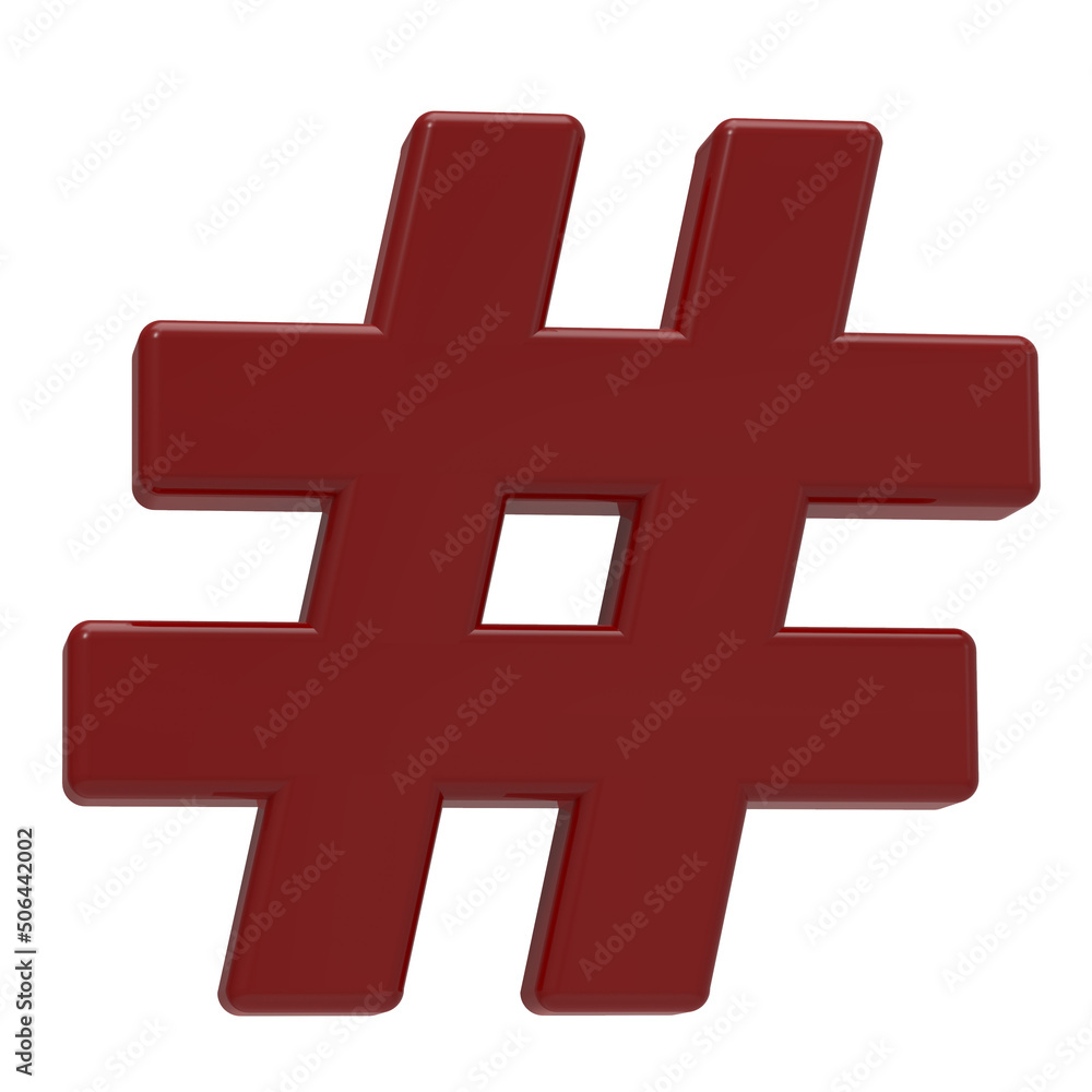 Fototapeta premium Hashtag icon isolated on white background. 3D Illustration.