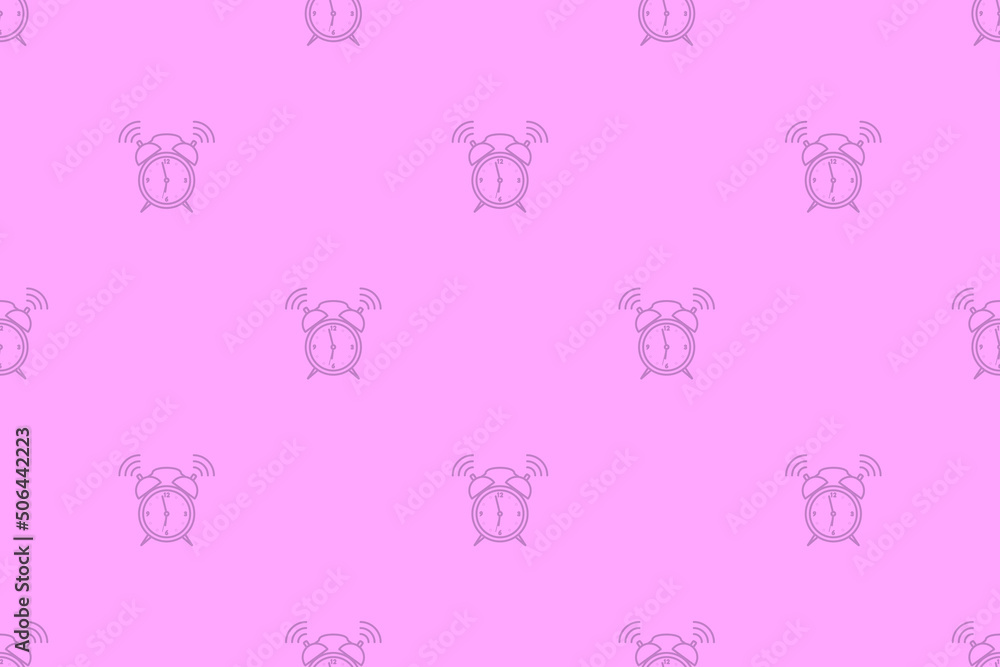 Seamless pattern from alarm clocks. Background on the theme of clocks, alarm clocks.