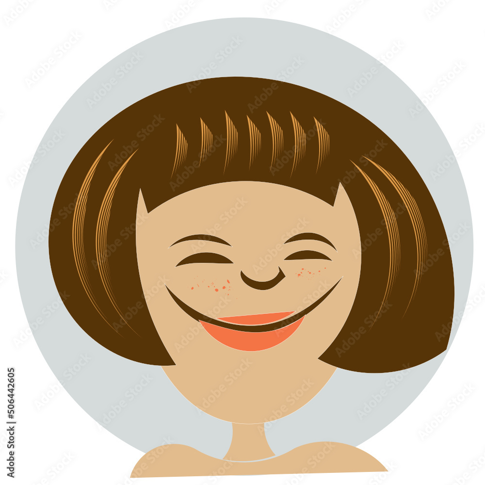 Minimalist cartoon style portrait of a woman Minimalist cartoon style portrait of a woman