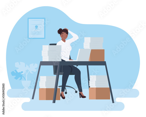 afro accountant woman working