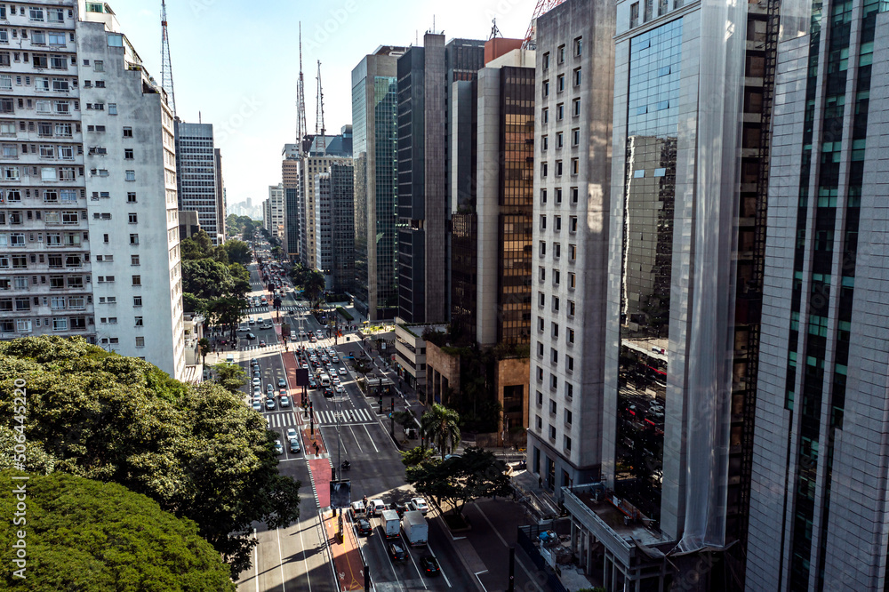 Business avenues. Sao Paulo city, Paulista avenue, Brazil.