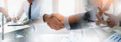 Fotografie, Obraz Businessman handshake for teamwork of business merger and acquisition,successful