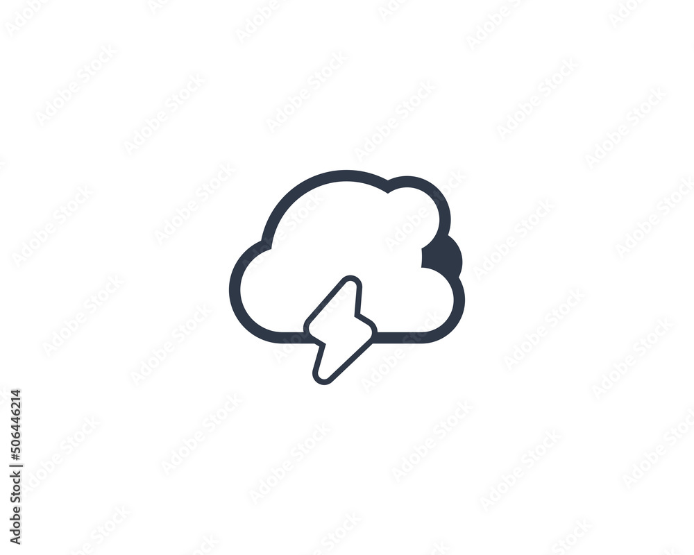 Cloud with Lightning vector flat emoticon. Isolated Cloud with Lightning illustration. Cloud with Lightning icon Cloud with Lightning vector flat emoticon. Isolated Cloud with Lightning illustration. Cloud with Lightning icon