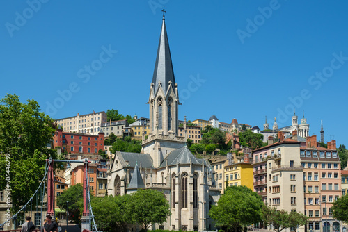 Panoramic view of the river Saone in Lyon France