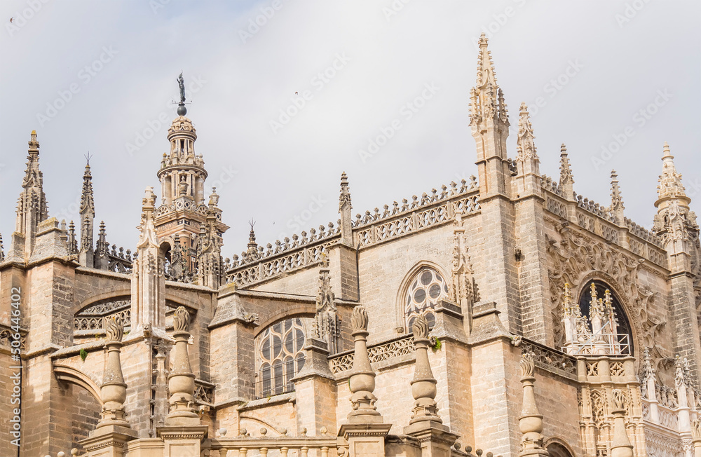 Cathedral of the city of Seville details, in Andalusia (Spain)