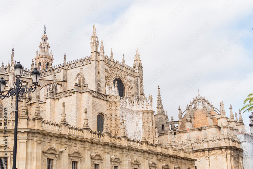 Cathedral of the city of Seville details, in Andalusia (Spain)