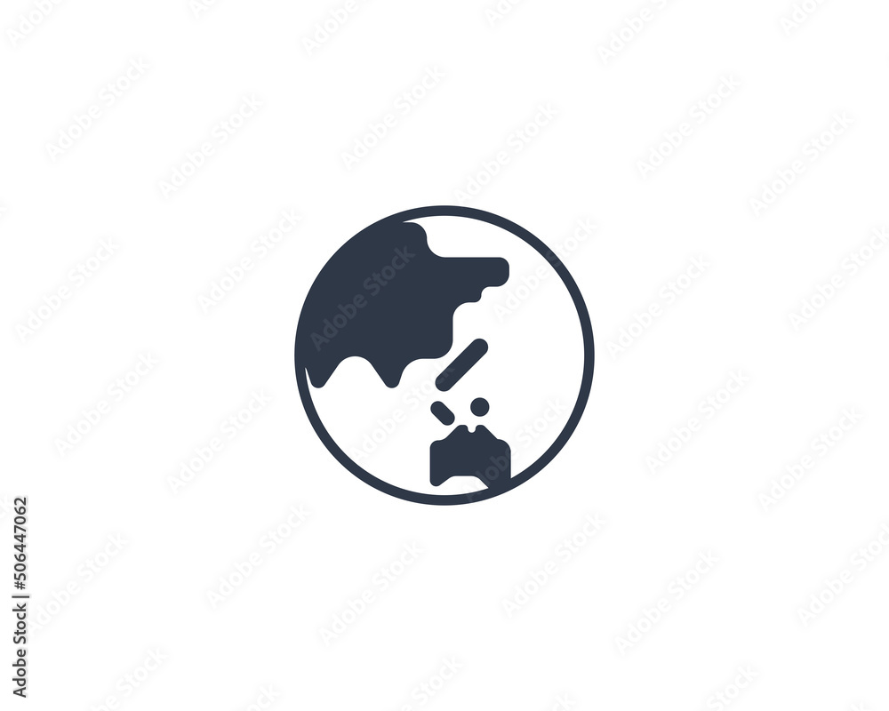 Globe showing Australia and China. Earth Icon Globe showing Australia and China. Earth Icon