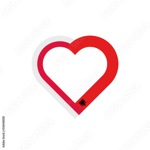 unity concept. heart ribbon icon of poland and albania flags. vector illustration isolated on white background