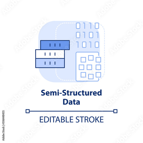 Semi-structured data light blue concept icon. Big data type abstract idea thin line illustration. Barely structured model. Isolated outline drawing. Editable stroke. Arial, Myriad Pro-Bold fonts used photo