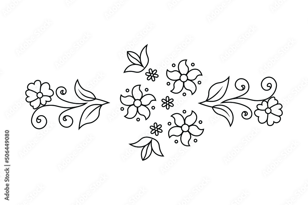 floral hand drawing flower art outline vector