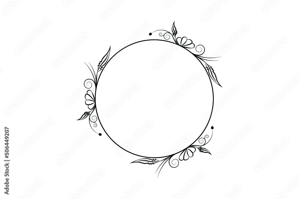 floral circle frame, flower drawing vector floral circle frame, flower drawing vector