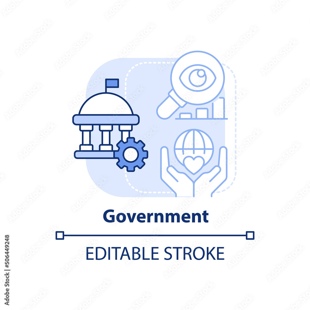 Government light blue concept icon. Big data application abstract idea thin line illustration. Improve public-sector work. Isolated outline drawing. Editable stroke. Arial, Myriad Pro-Bold fonts used