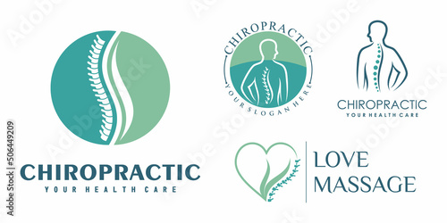 Chiropractic icon set logo design collection for massage teraphy with unique concept Premium Vector