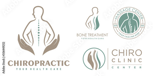 Chiropractic icon set logo design collection for massage teraphy with unique concept Premium Vector