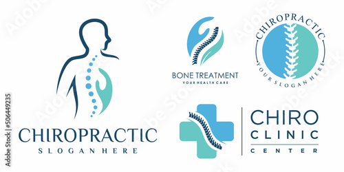 Chiropractic icon set logo design collection for massage teraphy with unique concept Premium Vector