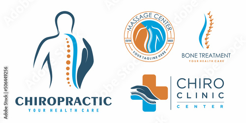 Chiropractic icon set logo design collection for massage teraphy with unique concept Premium Vector