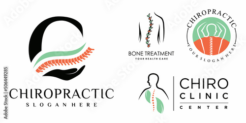 Chiropractic icon set logo design collection for massage teraphy with unique concept Premium Vector