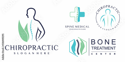Chiropractic icon set logo design collection for massage teraphy with unique concept Premium Vector