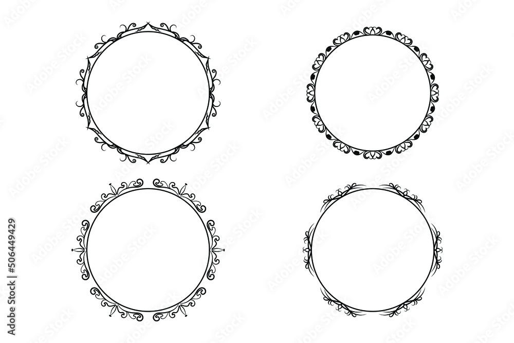 floral circle frame ,flower outline frame vector set floral circle frame ,flower outline frame vector set