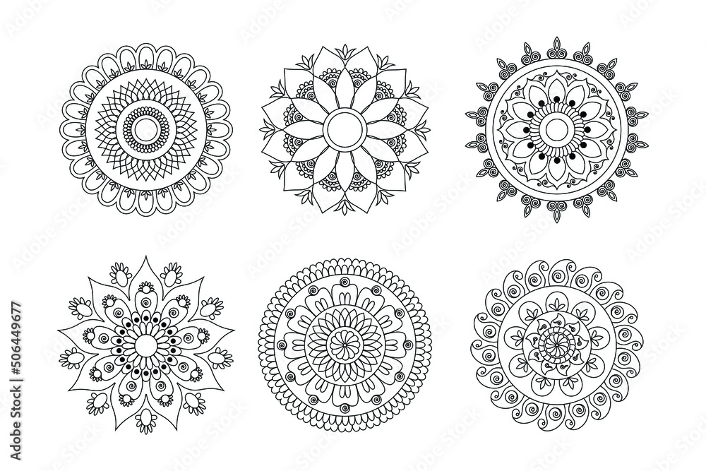 mandala outline hand drawing vector set Stock Vector | Adobe Stock