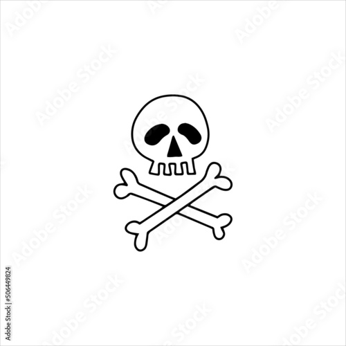 Hand drawn vector illustration of scull with bones