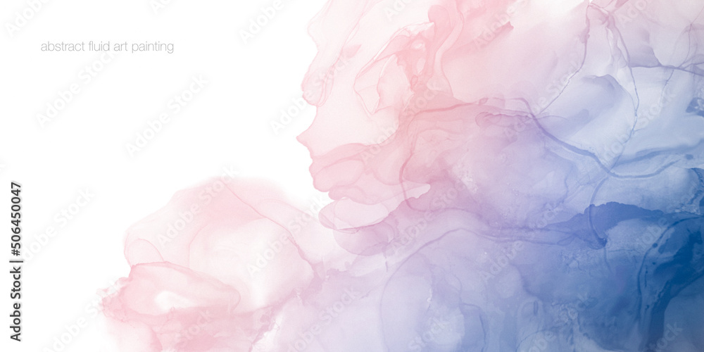 Abstract art pink purple blue pastel gradient paint background with liquid fluid watercolor alcohol ink texture