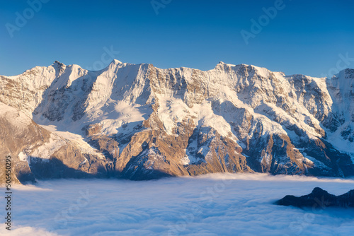 Mountain scenery in the Swiss Alps. Mountains peaks. Natural landscape. Mount...