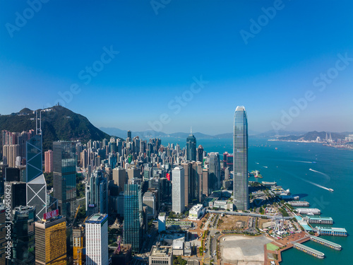 Canvas Print Top view of Hong Kong city