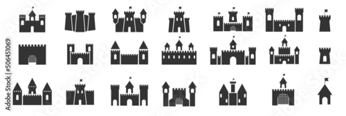 Print op canvas Vector medieval, castle icon set.