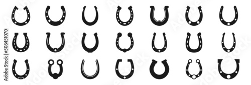 Tablou canvas Horseshoe icon set. Luck symbol