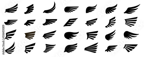 Set of wings icons. Vector illustration. photo