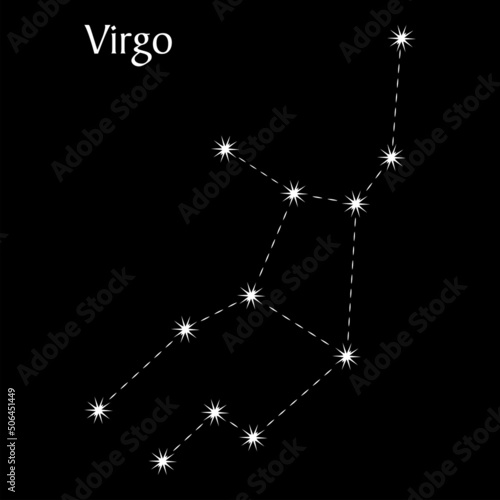 Virgo constellation on black background.