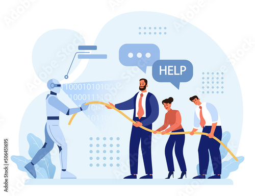 Robot versus human concept. Idea of artificial intelligence development,