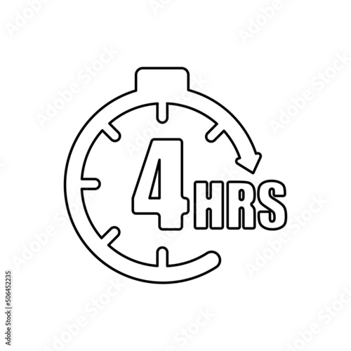 clock icon, concept 4 hours later, vector illustration