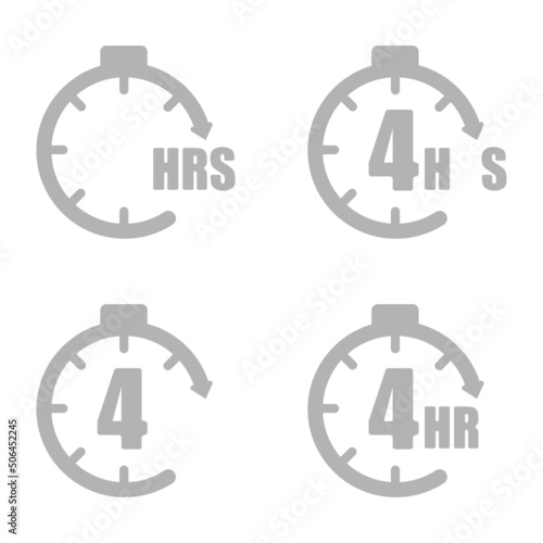 clock icon, concept 4 hours later, vector illustration