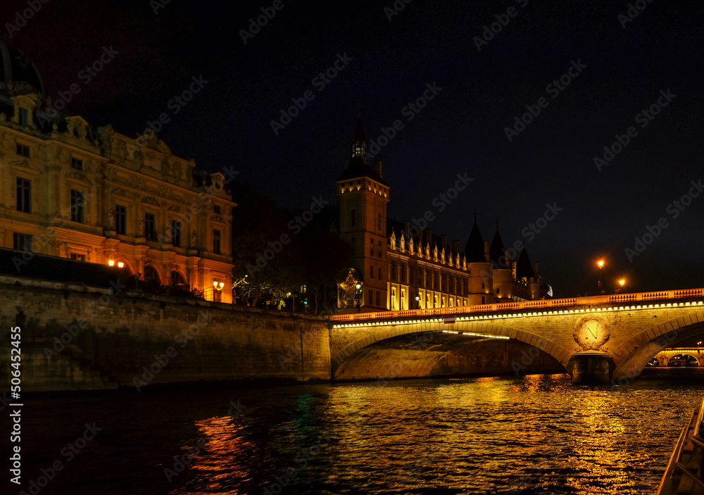 A night view of Seine River in Paris