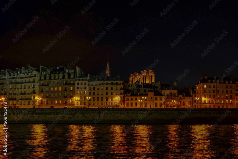 A night view of Seine River in Paris