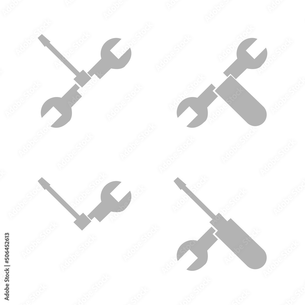wrench icon with a screwdriver on a white background, vector illustration wrench icon with a screwdriver on a white background, vector illustration