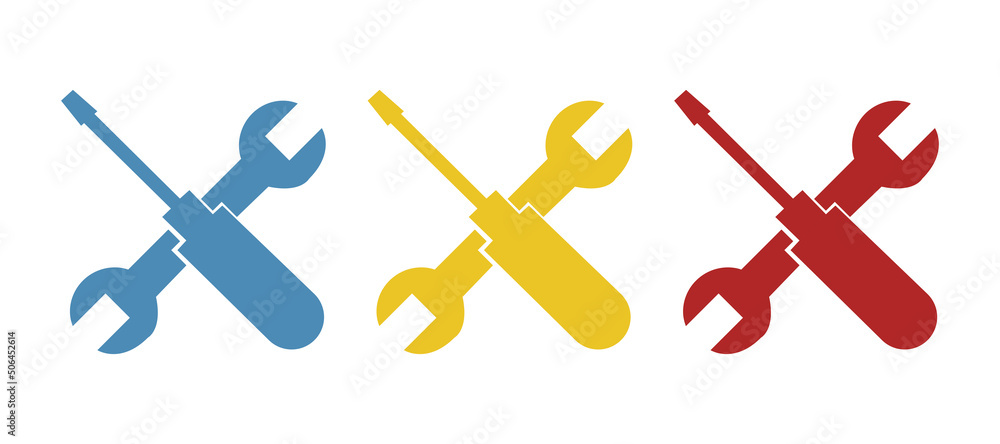 wrench icon with a screwdriver on a white background, vector illustration wrench icon with a screwdriver on a white background, vector illustration
