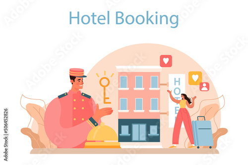 Booking a hotel concept. Traveling and tourism planning. Booking apartment